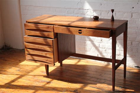 Restored Mid Century Modern Walnut Pedestal Desk by West Michigan ...