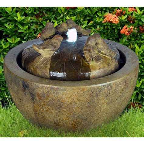 Gathering Birds 17" High Relic Lava LED Bubbler Outdoor Fountain - #65F65 | Lamps Plus