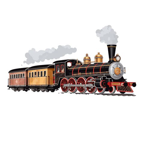 Vintage Steam Locomotive And Wagon Vector Illustration Isolated, Locomotive, Steam, Train PNG ...