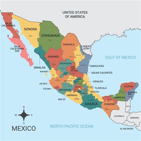 Mexico Regions Map 19872872 Vector Art at Vecteezy