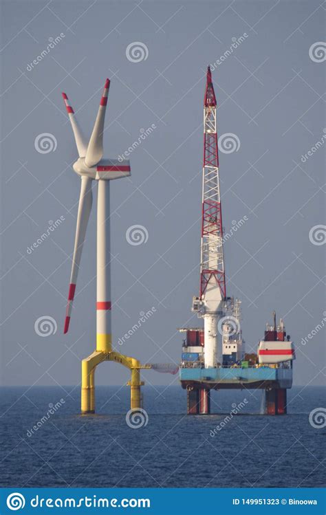 Offshore Wind Turbine Installation in the Sea Stock Image - Image of container, ecology: 149951323