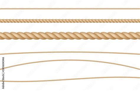 Rope String Natural Realistic Vector Illustration Set Stock Vector ...