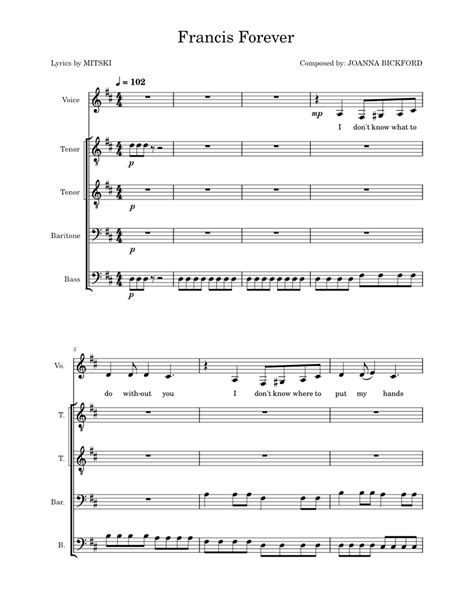 Francis forever – Mitski Francis Forever Sheet music for Tenor, Bass ...