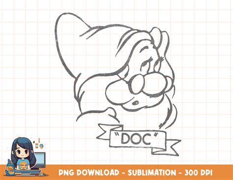 Disney Snow White Doc Line Art Big Face png, sublimation, di - Inspire ...