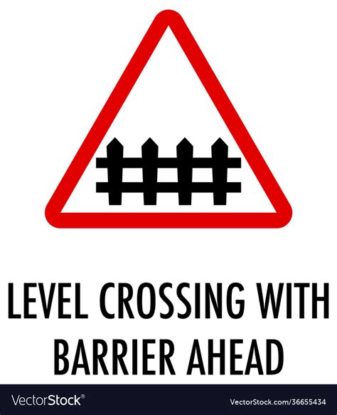 Level crossing with barrier ahead sign on white Vector Image