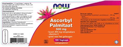 Buy Now Foods, Ascorbyl Palmitate 500 mg, 100 Veggie Caps - Ascorbyl P