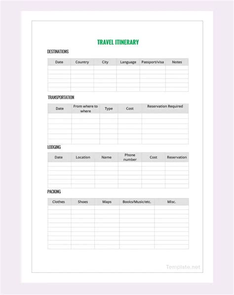 11 Free Travel Itinerary Templates in Google Docs, Excel, & Word