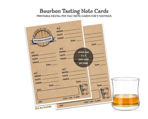 BOURBON TASTING Note Cards for 5 Tastings Bourbon Tasting Notes Bourbon ...