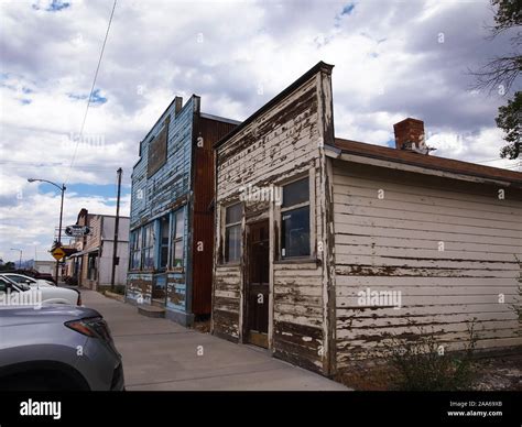 MCGILL, NEVADA - JULY 23, 2018: Old storefronts, with peeling paint ...