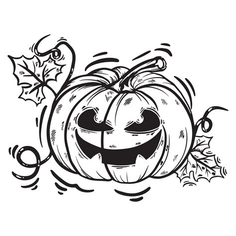 halloween pumpkin hand drawn black and white vector illustration 3333747 Vector Art at Vecteezy