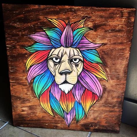 🦁Rainbow Lion painting🦁 | Lion painting, Hippy art, Art day