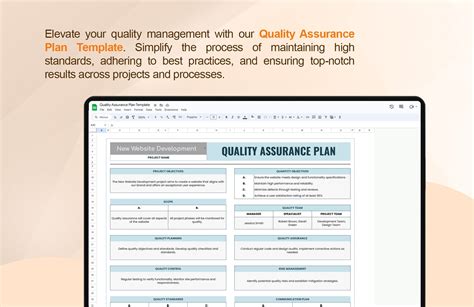 Quality Assurance Plan Template in Excel, Google Sheets - Download | Template.net