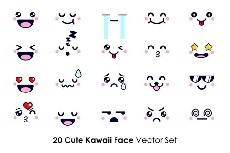 Cute Cartoon of Kawaii Face Expressions with Chibi Style Vector Set ...