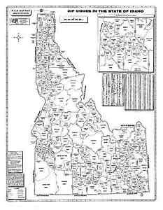 Idaho Laminated Zip Code Wall Map | eBay