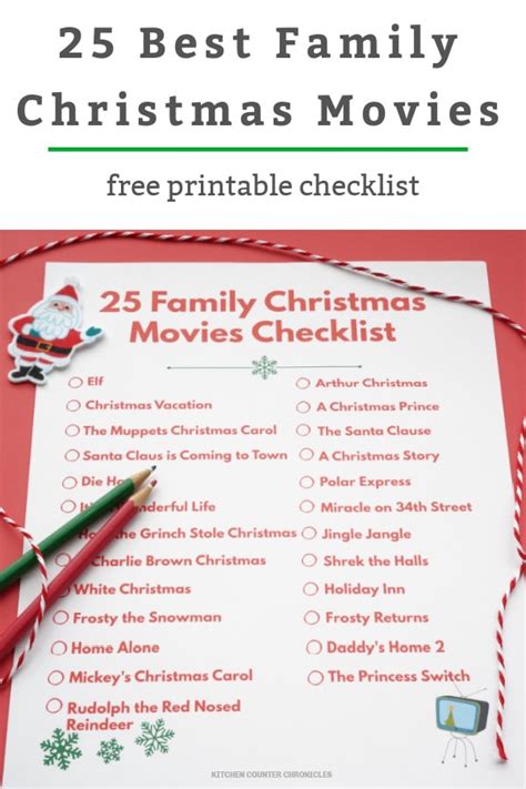 25 Best Family Christmas Movies Checklist Printable