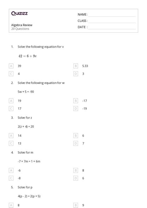 50+ algebra worksheets for 12th Grade on Quizizz | Free & Printable