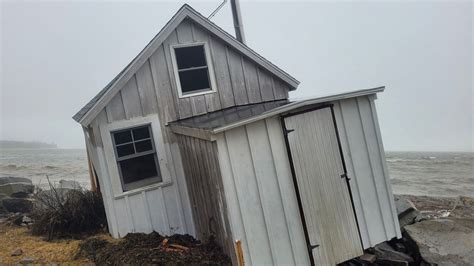 Maine Flooding, Portland Fishing Shacks Washed Way