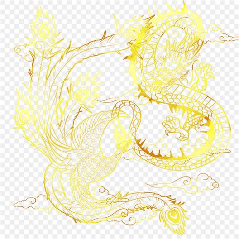 Dragon Phoenix PNG Picture, Dragon And Phoenix, Golden, Golden Pattern ...