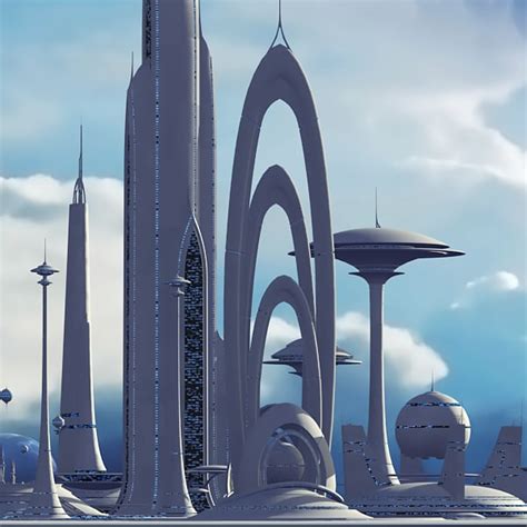 futuristic sci fi buildings 3d max