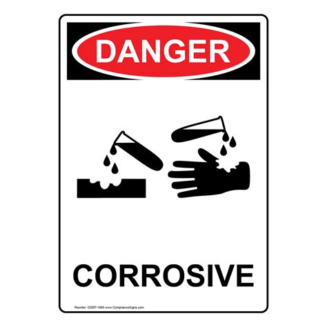 Portrait OSHA-GHS Corrosive Sign With Symbol ODEP-27841