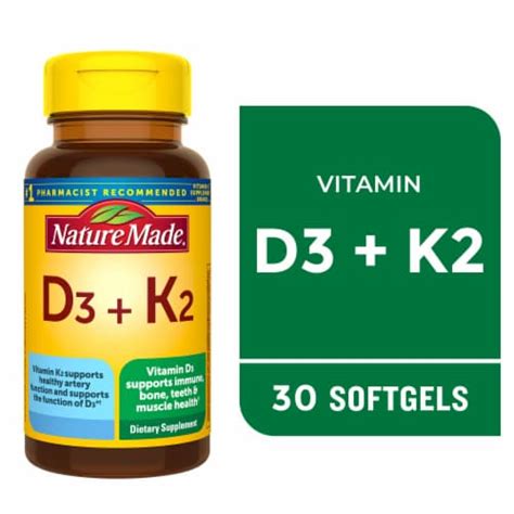 Nature Made® Vitamin D3 + K2 Softgels, 30 ct - Kroger