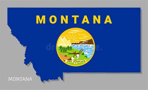 Map of Montana USA Federal State with Flag Inside Stock Vector - Illustration of federal ...