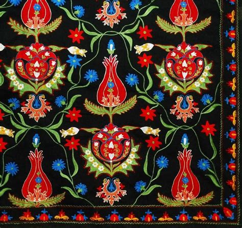 UZBEK OTTOMAN SILK EMBROIDERY SUZANI | Embroidery, Suzani, Silk embroidery