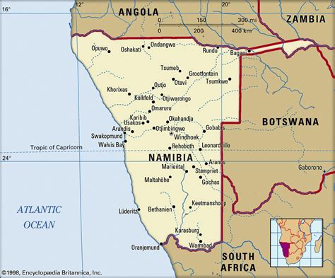 Map of Namibia and geographical facts - World atlas