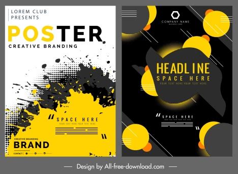 Poster templates modern abstract grunge design vectors stock in format for free download 5.12MB