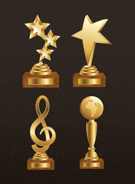 Golden trophy icon set 1942612 Vector Art at Vecteezy