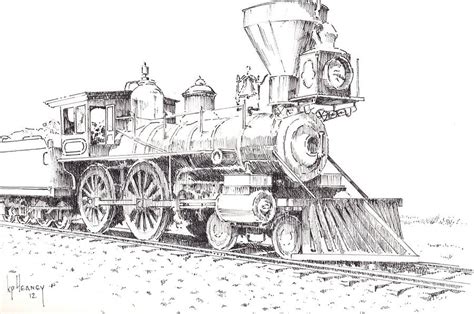 Steam Locomotive Drawing by Kevin Heaney - Fine Art America