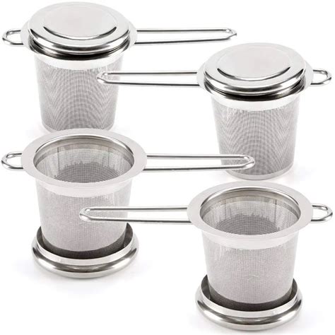 Tea Infusers for Loose Leaf Tea Set of 4 Stainless Steel Fine Mesh Tea Strainer with Handle and ...