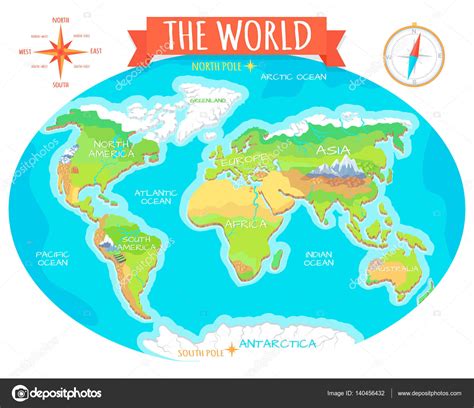 Physical Map Of World With Continents