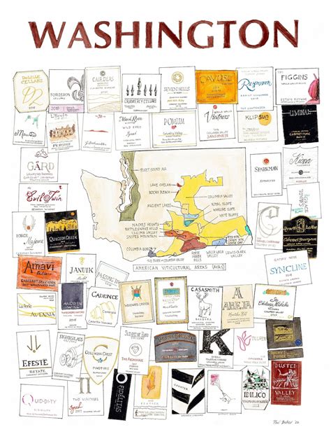 Washington State Wine Map Signed Print - Etsy