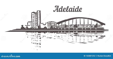 Adelaide Skyline Silhouette In Colorful Geometric Style. Cartoon Vector ...