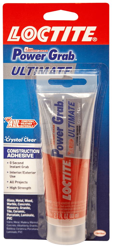 Loctite Power Grab Ultimate Construction Adhesive, Crystal Clear, 2.7 ...