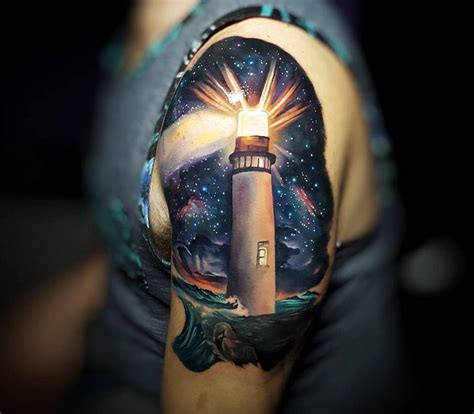 Night Lighthouse tattoo by Tyler Malek | Photo 18924