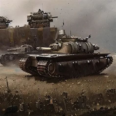 dieselpunk artillery, huge tanks, world war two, con... | OpenArt