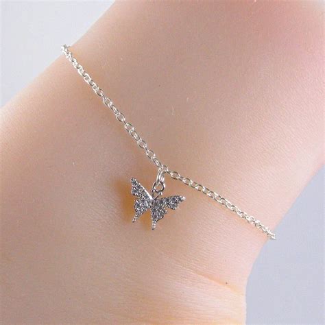 Silver Butterfly Anklet Dainty Butterfly Anklet Silver | Etsy