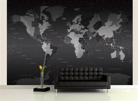 World Time Zones Map Wallpaper Mural Giant World Map Peel & Stick ...