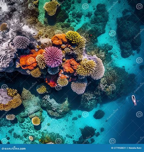 Aerial view of coral reefs stock illustration. Illustration of ...