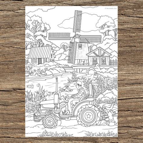 Farm Life Printable Adult Coloring Page From Favoreads Coloring Book ...