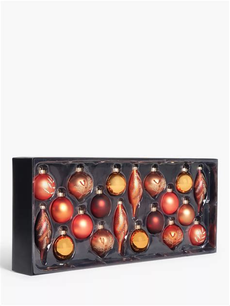 John Lewis Christmas Cottage Assorted Glass Baubles, Box of 20, Copper