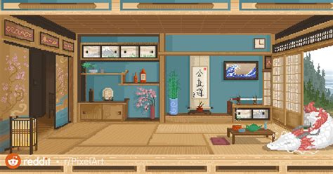 Japanese room animated : PixelArt | Japanese room, Pixel art tutorial ...