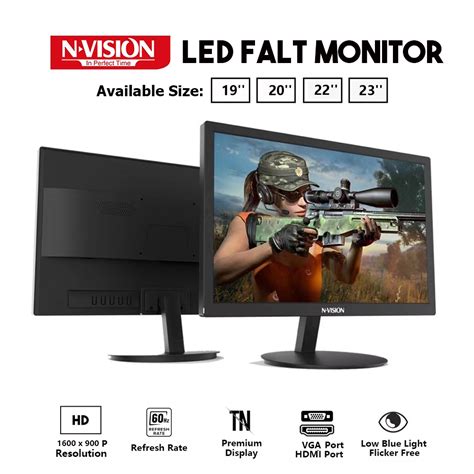 Nvision 19/20/22 Inch Led Monitor HD 720P/ FHD1080P 60Hz Pc Computer ...