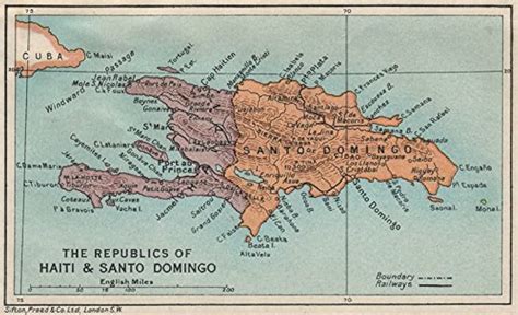 Vintage map of Dominican Republic, Haiti map, Port-au-Prince map, Santo ...