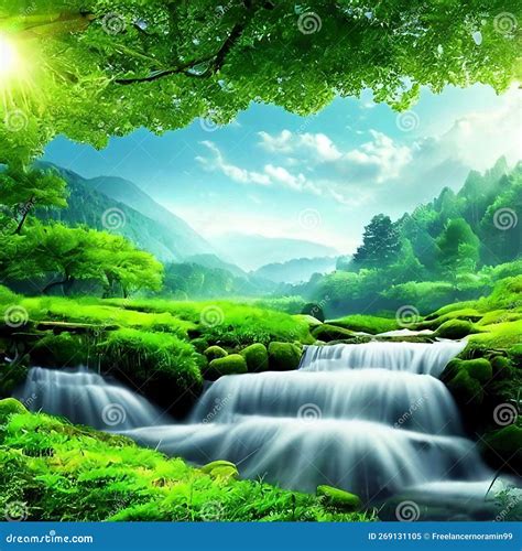 Beautiful 3D Nature and Landscape Wallpaper of a Waterfall in a Forest ...