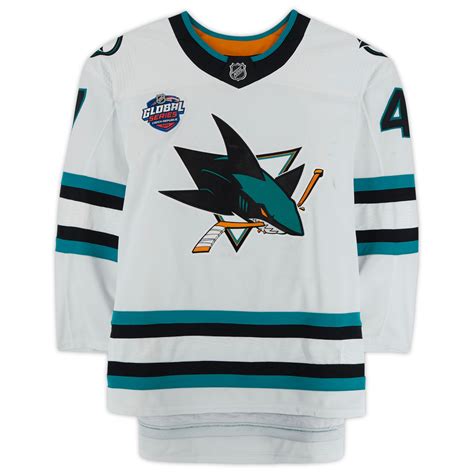 James Reimer San Jose Sharks Global Series Game-Used #47 White Jersey vs. Nashville Predators on ...