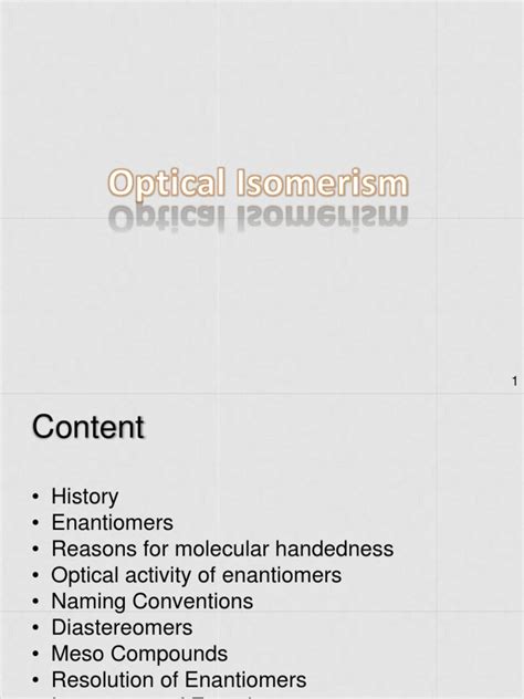 Optical Isomerism | PDF | Chirality (Chemistry) | Isomer