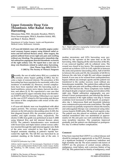 (PDF) Upper extremity deep vein thrombosis after radial artery harvesting - DOKUMEN.TIPS